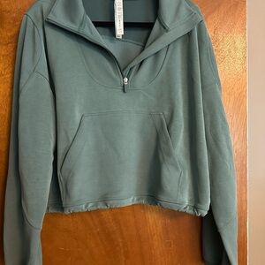 lululemon athletica Women's Cropped Half-Zip Hoodie in Sage